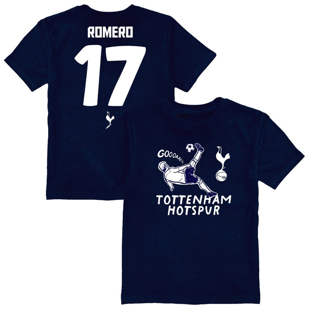 Cristian Romero Tottenham Hotspur Vive La Fete Youth Player Name & Number Chilena Style T-Shirt - Navy on sale