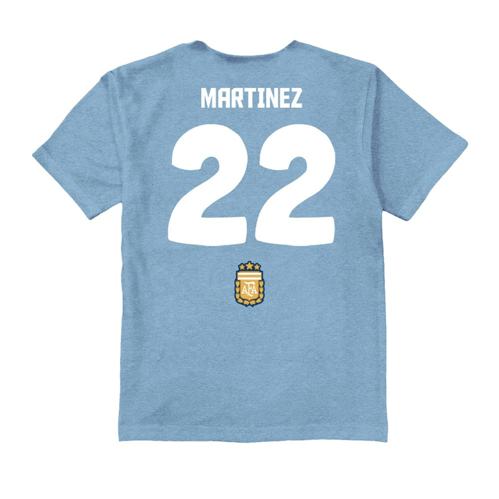 Lautaro Martinez Argentina National Team Vive La Fete Youth Player Name & Number Chilena Style T-Shirt - Light Blue discount