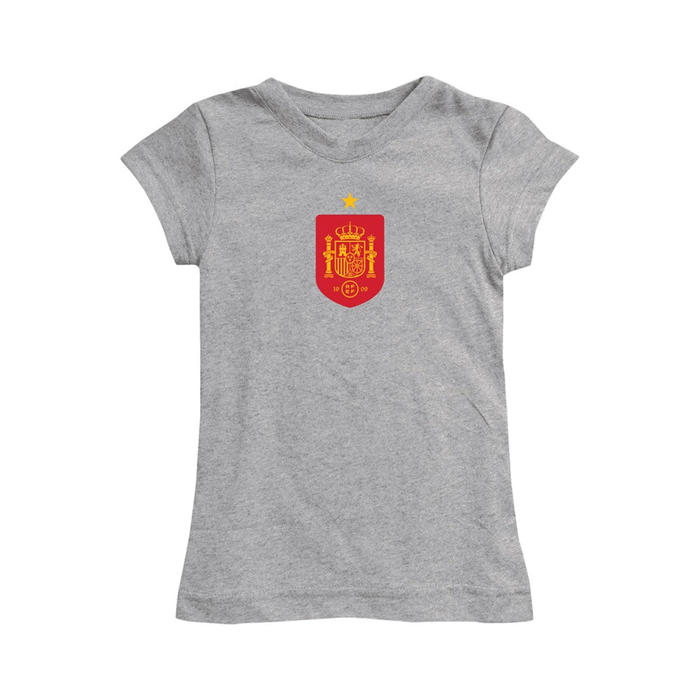 Spain National Team Vive La Fete Girls Youth Color Badge Fitted T-Shirt - Gray online