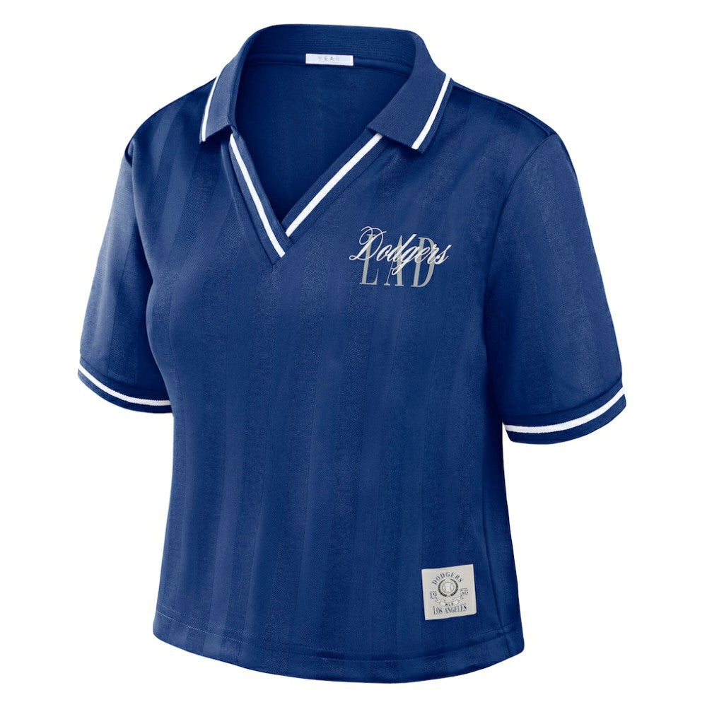 Los Angeles Dodgers WEAR by Erin Andrews Women's Cropped Polo - Royal