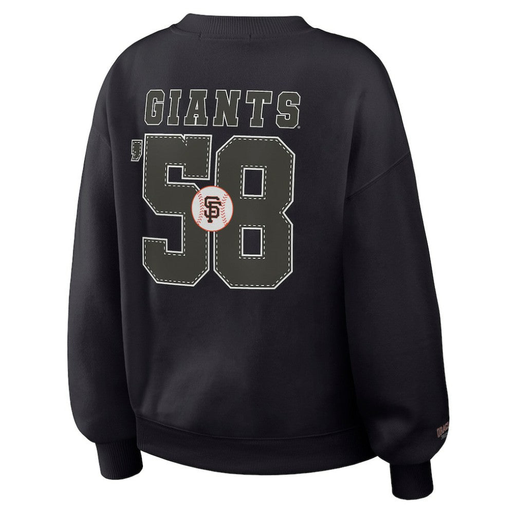 San Francisco Giants WEAR by Erin Andrews Women's Heavyweight Crew Neck Sweatshirt - Black