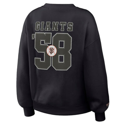 San Francisco Giants WEAR by Erin Andrews Women's Heavyweight Crew Neck Sweatshirt - Black