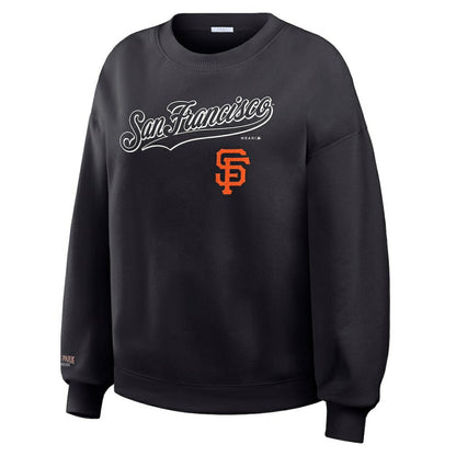 San Francisco Giants WEAR by Erin Andrews Women's Heavyweight Crew Neck Sweatshirt - Black