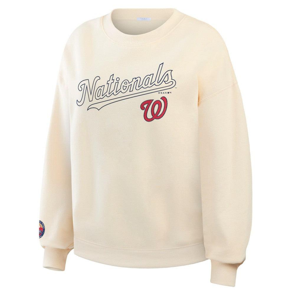 Washington Nationals WEAR by Erin Andrews Women's Heavyweight Crew Neck Sweatshirt - Cream