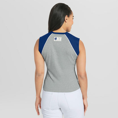 Chicago Cubs WEAR by Erin Andrews Women's Cropped Raglan Tank Top - Heather Gray