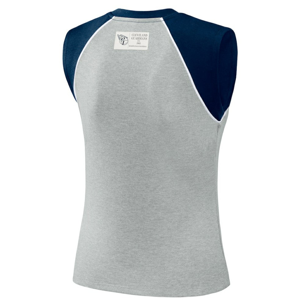 Cleveland Guardians WEAR by Erin Andrews Women's Cropped Raglan Tank Top - Heather Gray