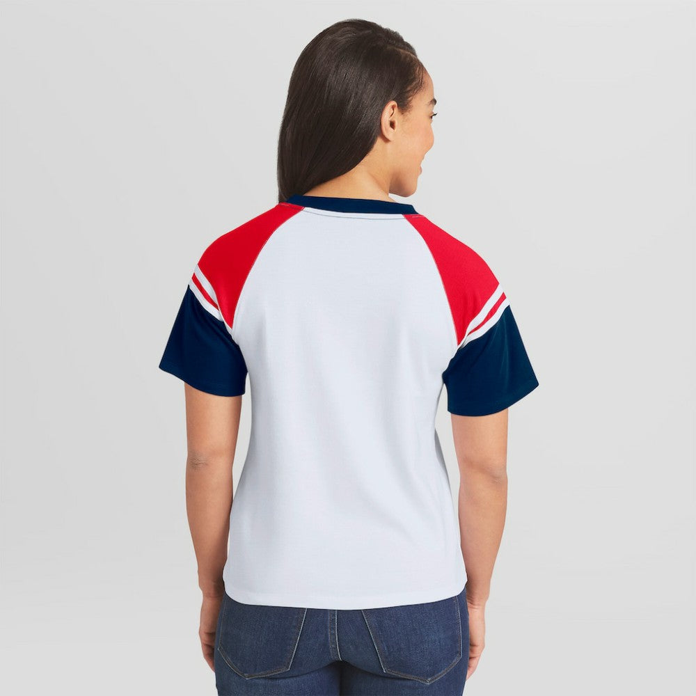 Boston Red Sox WEAR by Erin Andrews Women's Striped Raglan T-Shirt - White