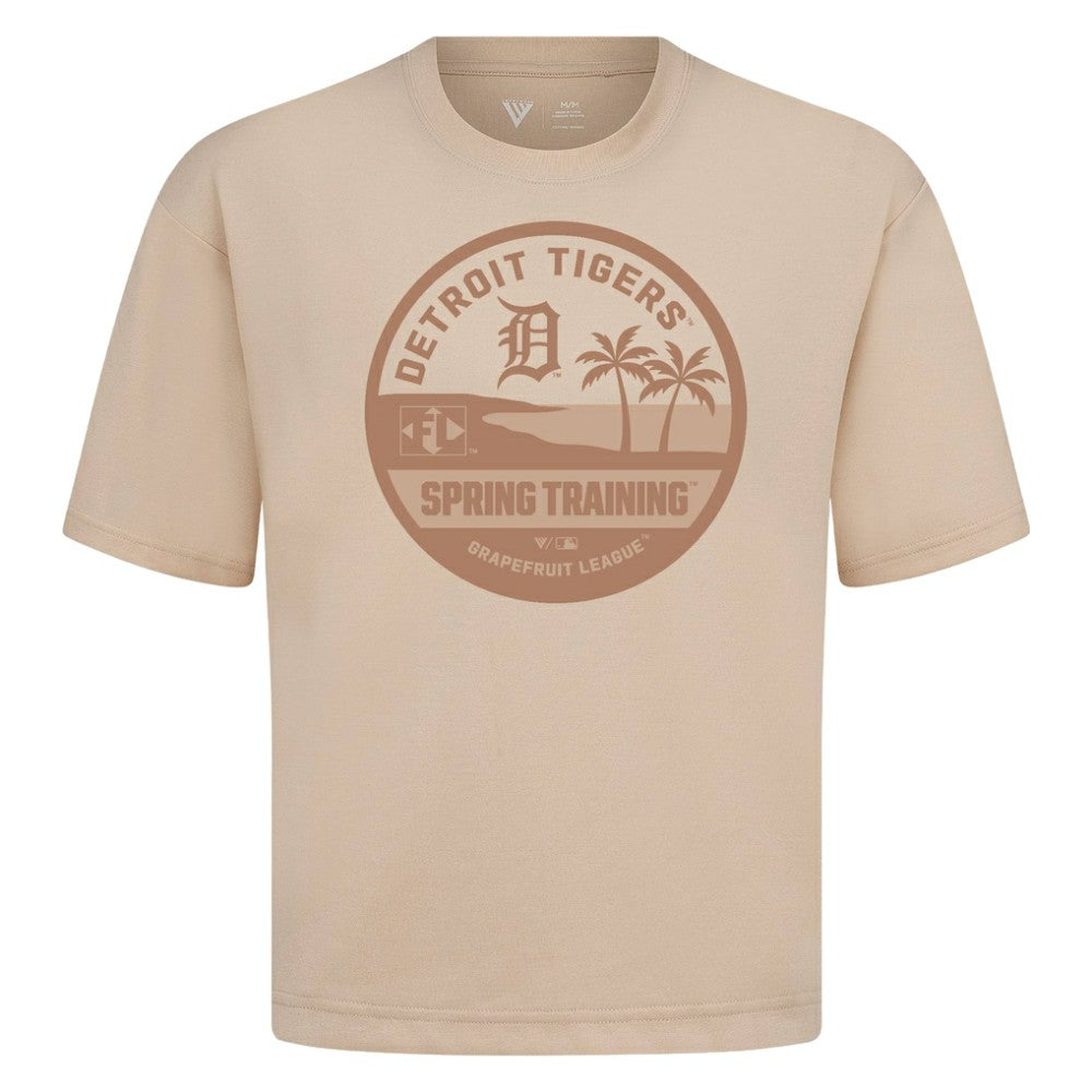 Detroit Tigers Levelwear Spring Training Badge Luxe Signature Knit T-Shirt - Khaki