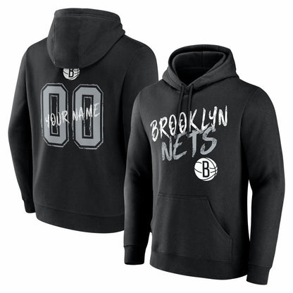 Brooklyn Nets Big & Tall Hustle Personalized Name & Number Hoodie - Black for sale