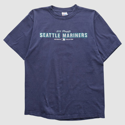 Seattle Mariners Majestic 2000s T-shirt - Navy Vintage