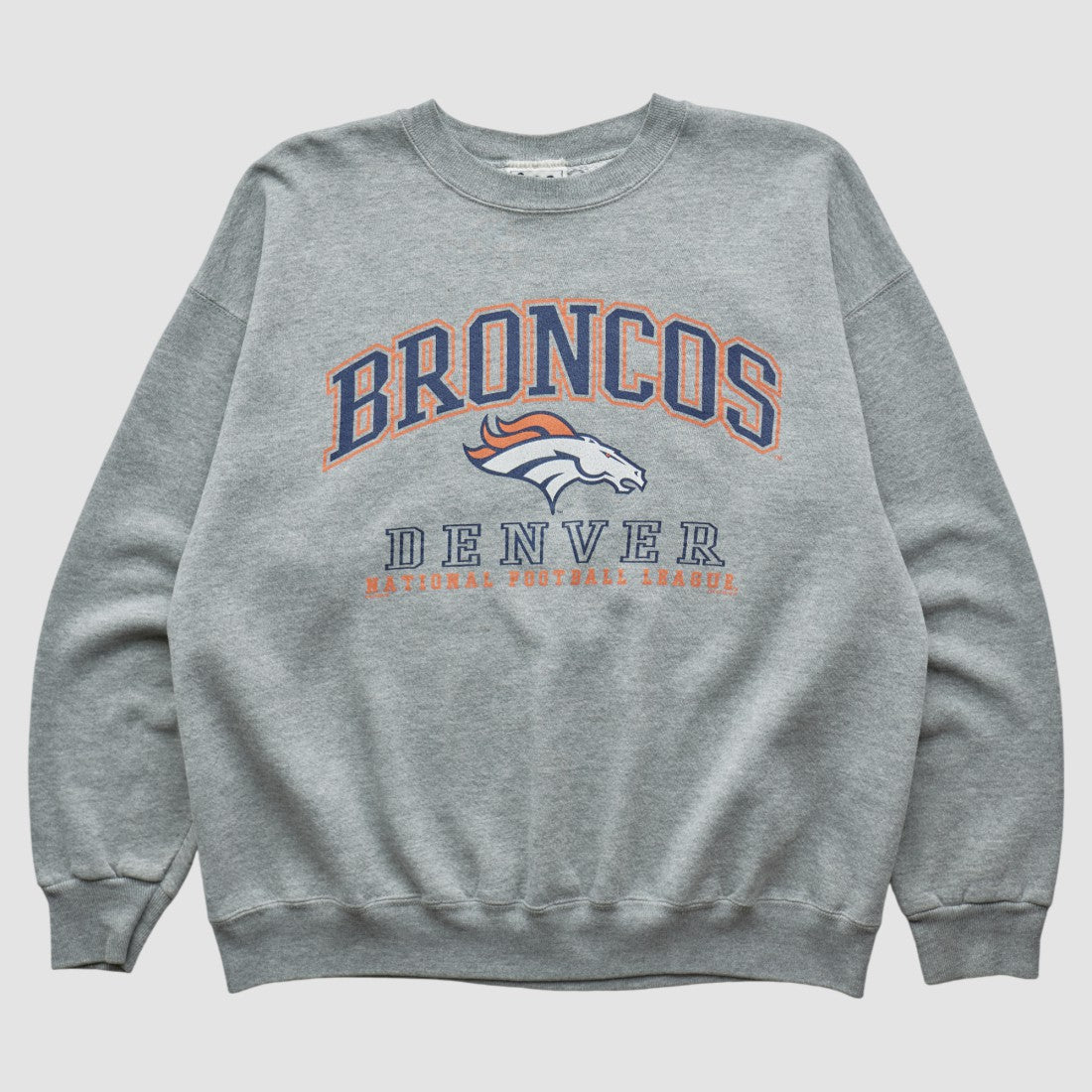 Denver Broncos Lee Sport 90s Pullover Sweatshirt - Heather Gray Vintage discount