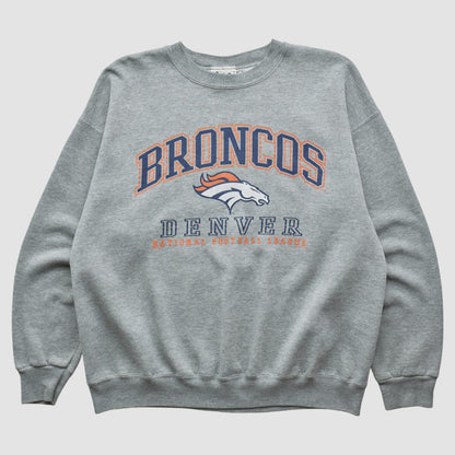 Denver Broncos Lee Sport 90s Pullover Sweatshirt - Heather Gray Vintage discount
