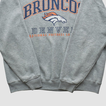Denver Broncos Lee Sport 90s Pullover Sweatshirt - Heather Gray Vintage discount