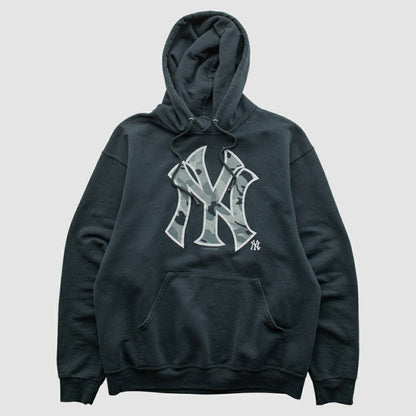 New York Yankees Genuine Merchandise 2010s Hooded Pullover Sweatshirt - Black Vintage