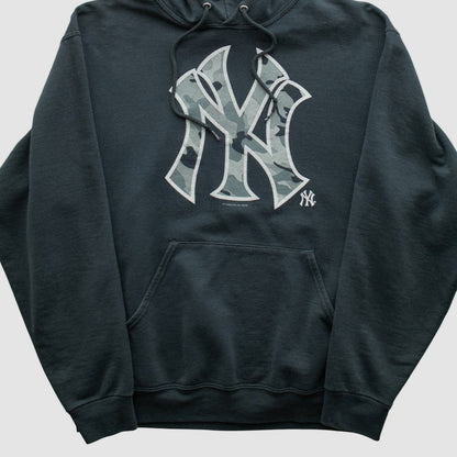 New York Yankees Genuine Merchandise 2010s Hooded Pullover Sweatshirt - Black Vintage