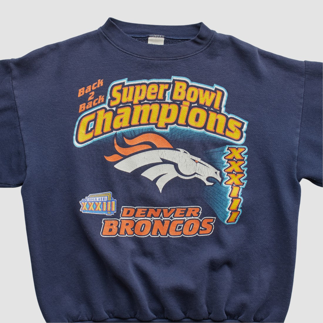 Denver Broncos Logo 7 1999 Pullover Sweatshirt - Navy Vintage outlet