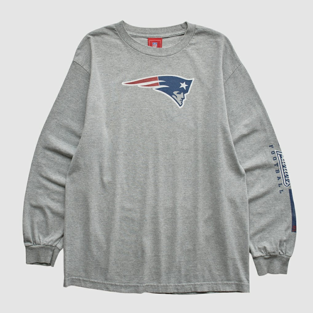 New England Patriots NFL 2000s Long Sleeve T-shirt - Heather Gray Vintage cheap