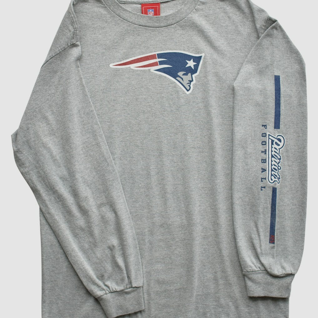 New England Patriots NFL 2000s Long Sleeve T-shirt - Heather Gray Vintage cheap