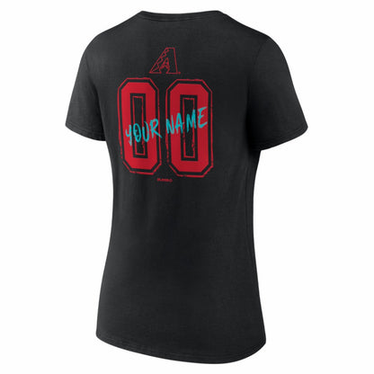 Arizona Diamondbacks Women's Hustle Personalized Name & Number V-Neck T-Shirt - Black