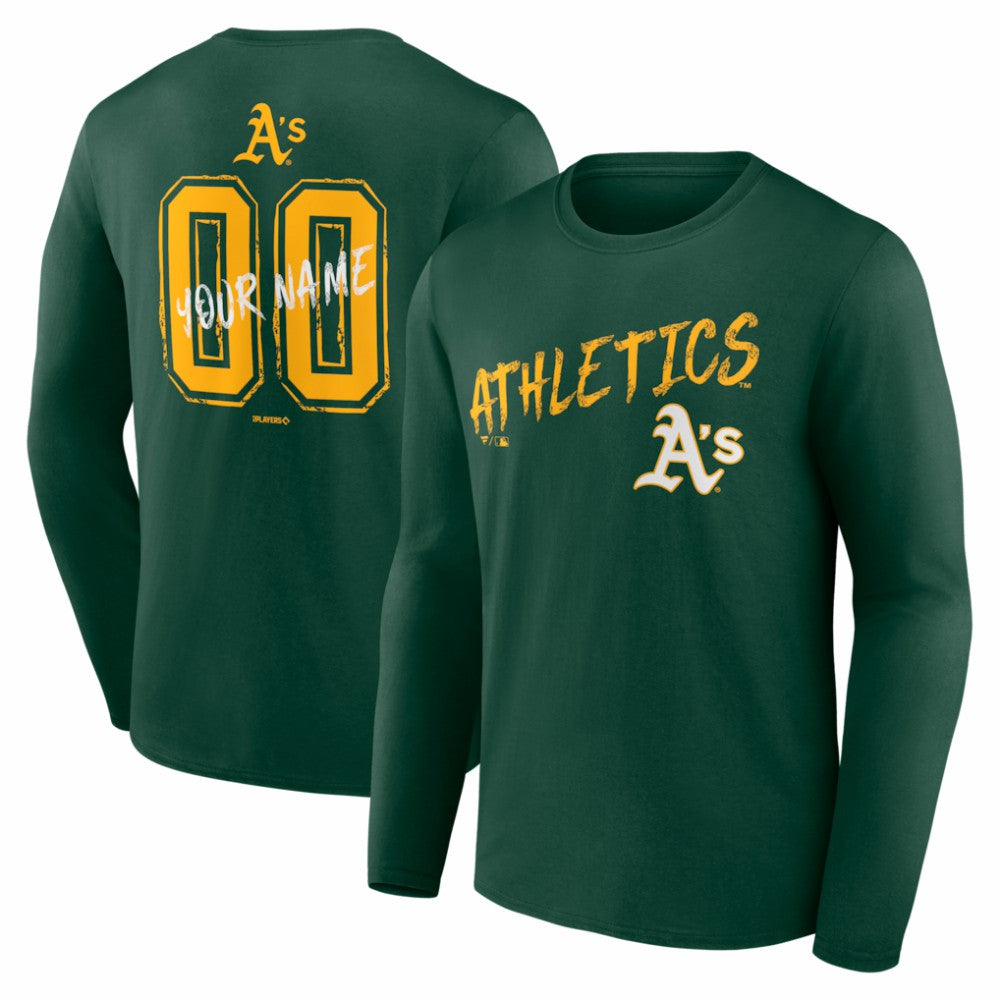Athletics  Hustle Personalized Name & Number Long Sleeve T-Shirt - Green