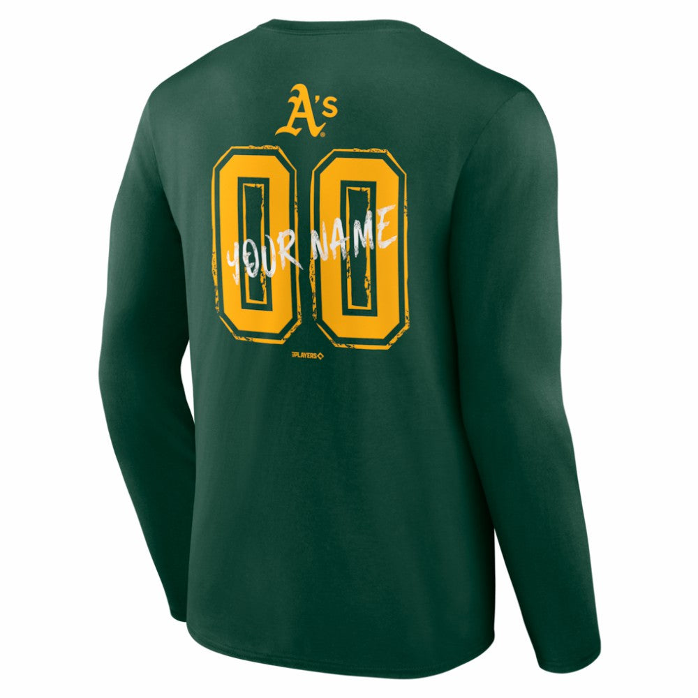 Athletics  Hustle Personalized Name & Number Long Sleeve T-Shirt - Green