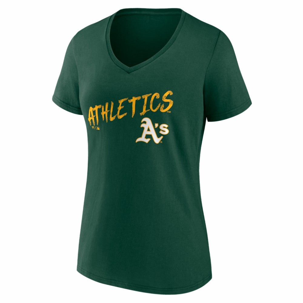 Athletics Women's Hustle Personalized Name & Number V-Neck T-Shirt - Green