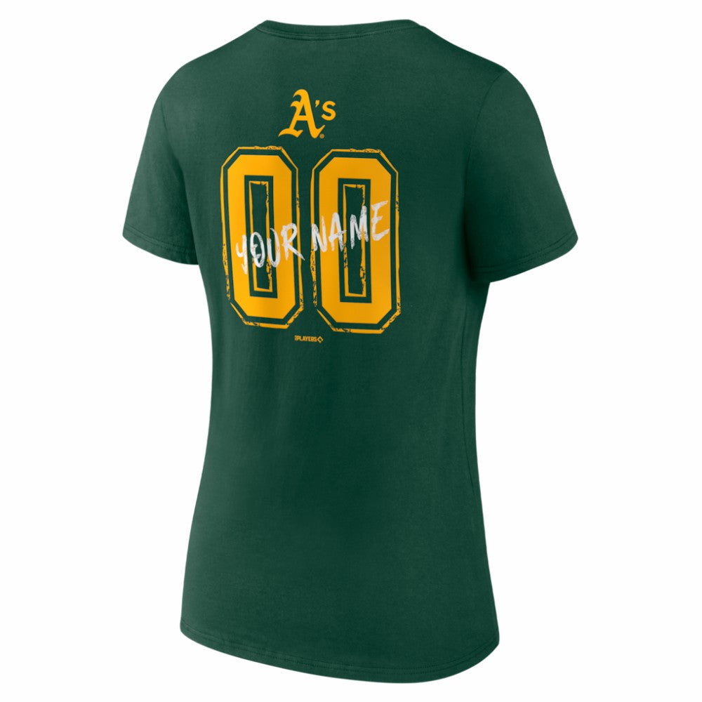 Athletics Women's Hustle Personalized Name & Number V-Neck T-Shirt - Green