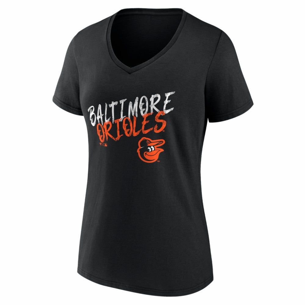 Baltimore Orioles Women's Hustle Personalized Name & Number V-Neck T-Shirt - Black