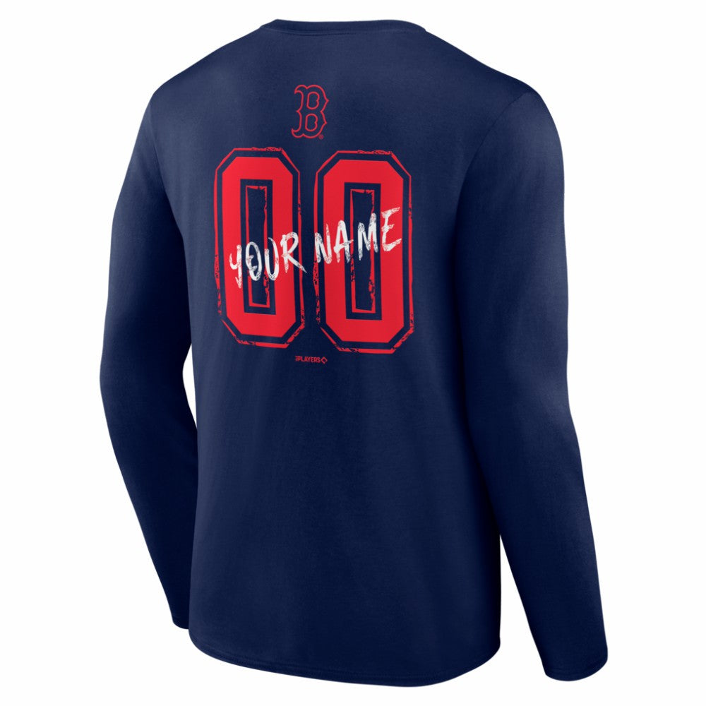 Boston Red Sox  Hustle Personalized Name & Number Long Sleeve T-Shirt - Navy