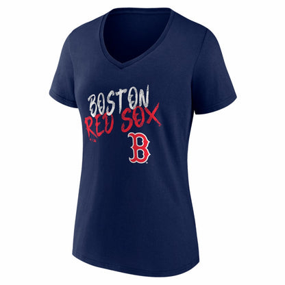 Boston Red Sox Women's Hustle Personalized Name & Number V-Neck T-Shirt - Navy
