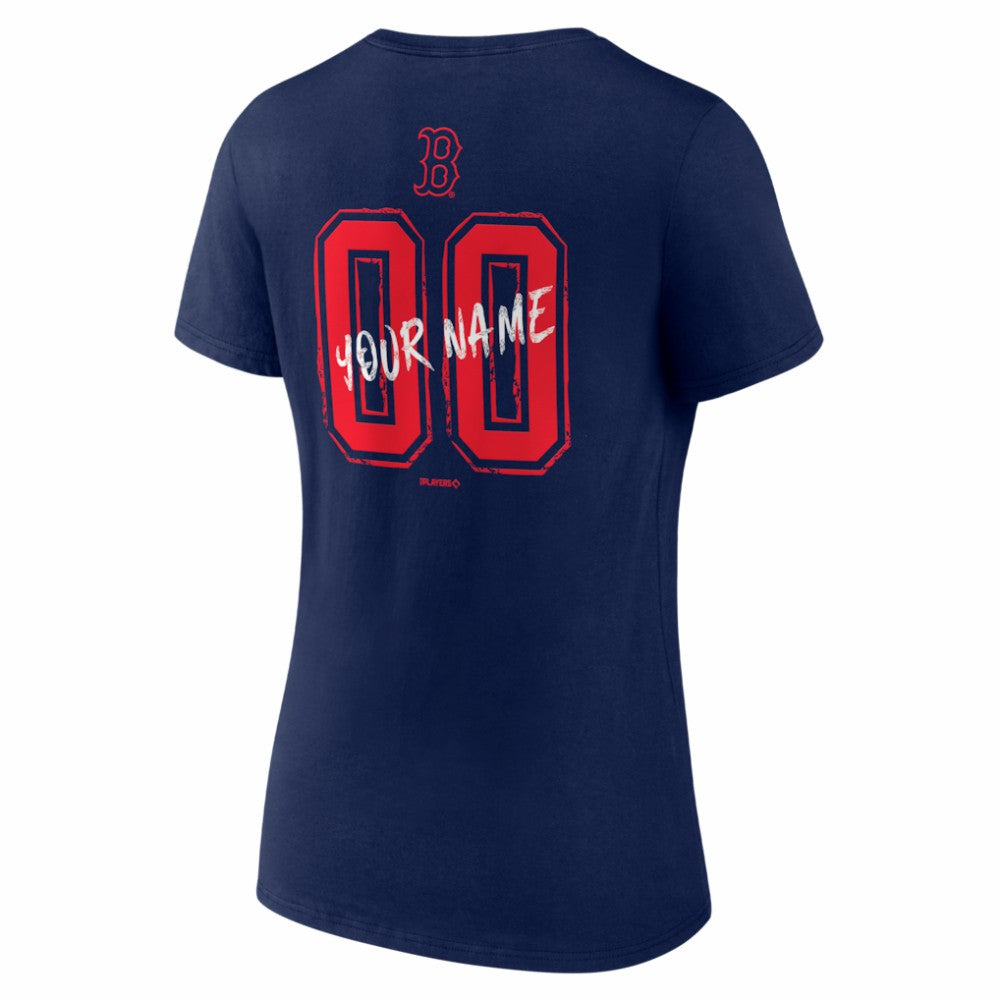 Boston Red Sox Women's Hustle Personalized Name & Number V-Neck T-Shirt - Navy