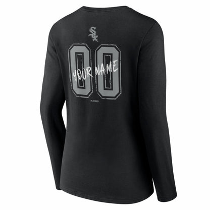 Chicago White Sox Women's Hustle Personalized Name & Number Long Sleeve V-Neck T-Shirt - Black