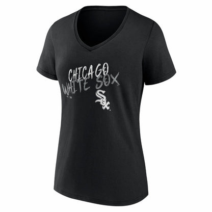 Chicago White Sox Women's Hustle Personalized Name & Number V-Neck T-Shirt - Black
