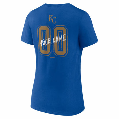 Kansas City Royals Women's Hustle Personalized Name & Number V-Neck T-Shirt - Royal
