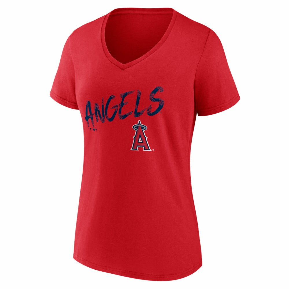 Los Angeles Angels Women's Hustle Personalized Name & Number V-Neck T-Shirt - Red