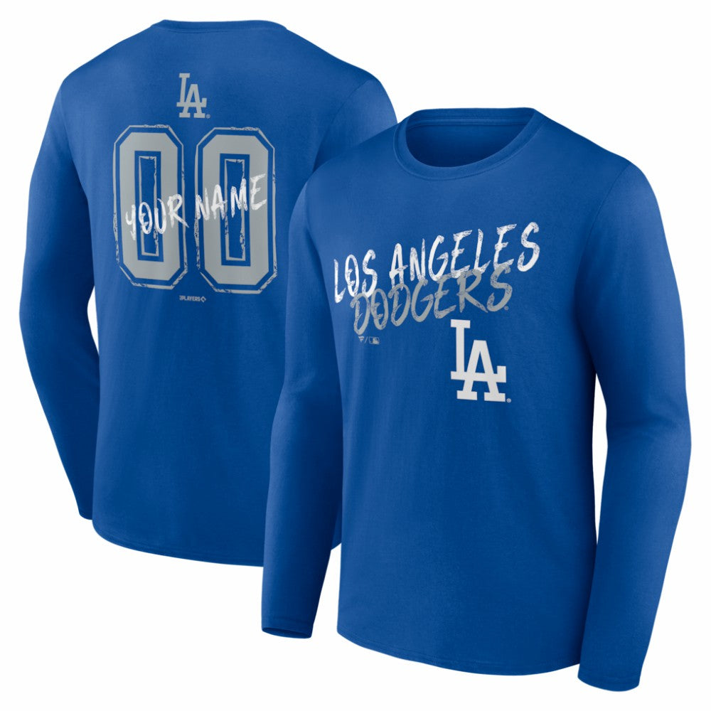 Los Angeles Dodgers  Hustle Personalized Name & Number Long Sleeve T-Shirt - Royal