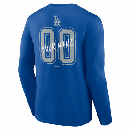 Los Angeles Dodgers  Hustle Personalized Name & Number Long Sleeve T-Shirt - Royal