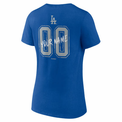 Los Angeles Dodgers Women's Hustle Personalized Name & Number V-Neck T-Shirt - Royal