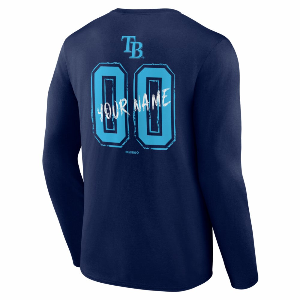Tampa Bay Rays  Hustle Personalized Name & Number Long Sleeve T-Shirt - Navy