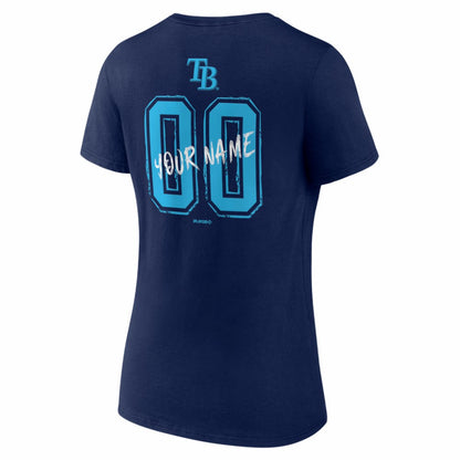 Tampa Bay Rays Women's Hustle Personalized Name & Number V-Neck T-Shirt - Navy