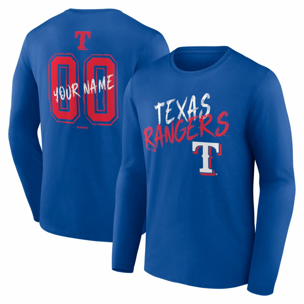 Texas Rangers  Hustle Personalized Name & Number Long Sleeve T-Shirt - Royal