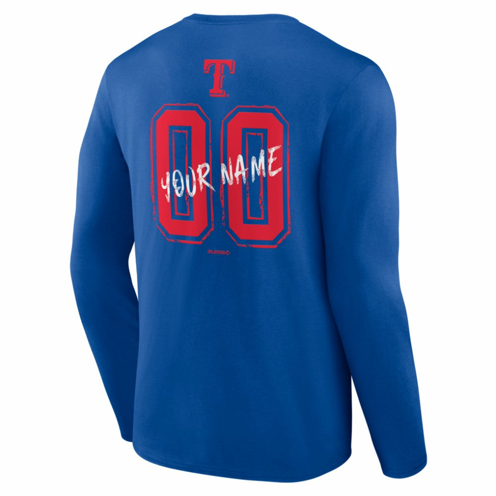Texas Rangers  Hustle Personalized Name & Number Long Sleeve T-Shirt - Royal