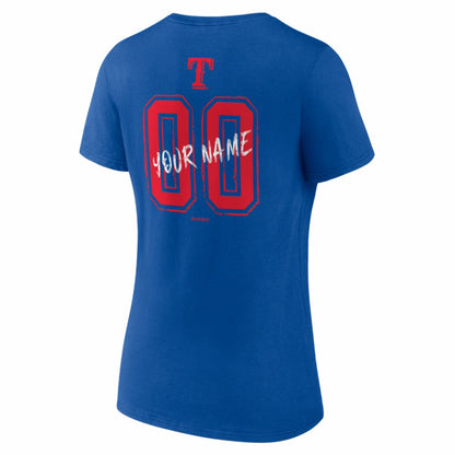 Texas Rangers Women's Hustle Personalized Name & Number V-Neck T-Shirt - Royal