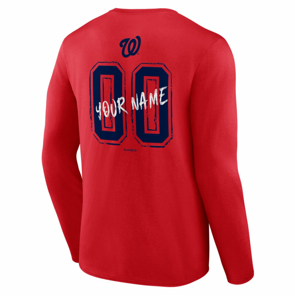 Washington Nationals  Hustle Personalized Name & Number Long Sleeve T-Shirt - Red