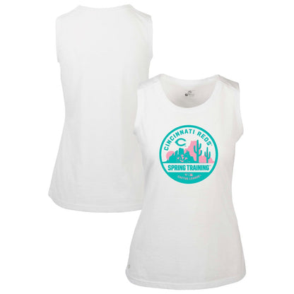 Cincinnati Reds Levelwear Women's Macy Spring Training Badge Bold Tank Top - White