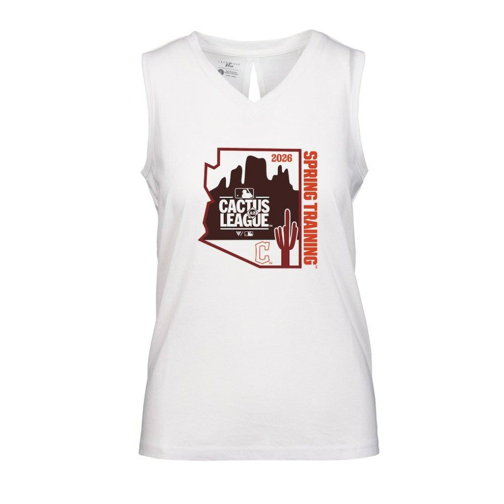 Cleveland Guardians Levelwear Women's 2026 Spring Training Paisley Ball Bold Tank - White