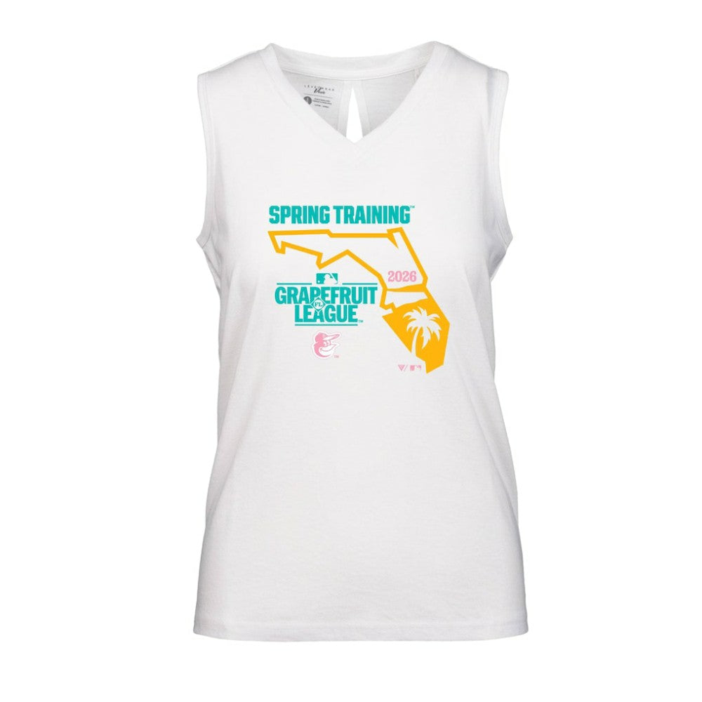 Baltimore Orioles Levelwear Women's 2026 Spring Training Paisley Ball Bold Tank - White