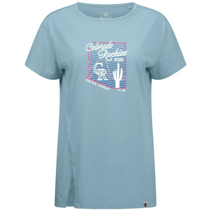 Colorado Rockies Levelwear Women's Influx Spring Training Sunrise Bold T-Shirt - Blue