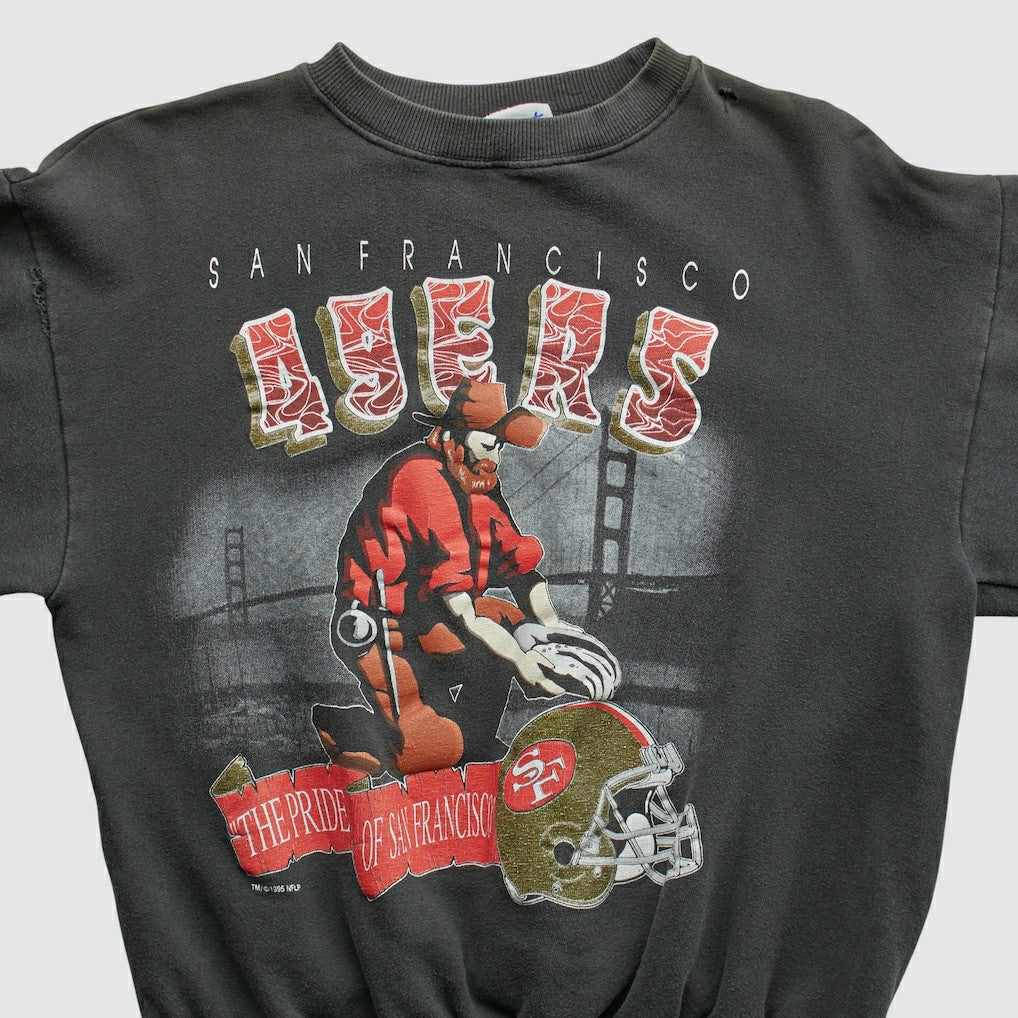 San Francisco 49ers All Out Fan 90s Pullover Sweatshirt - Black Vintage discount