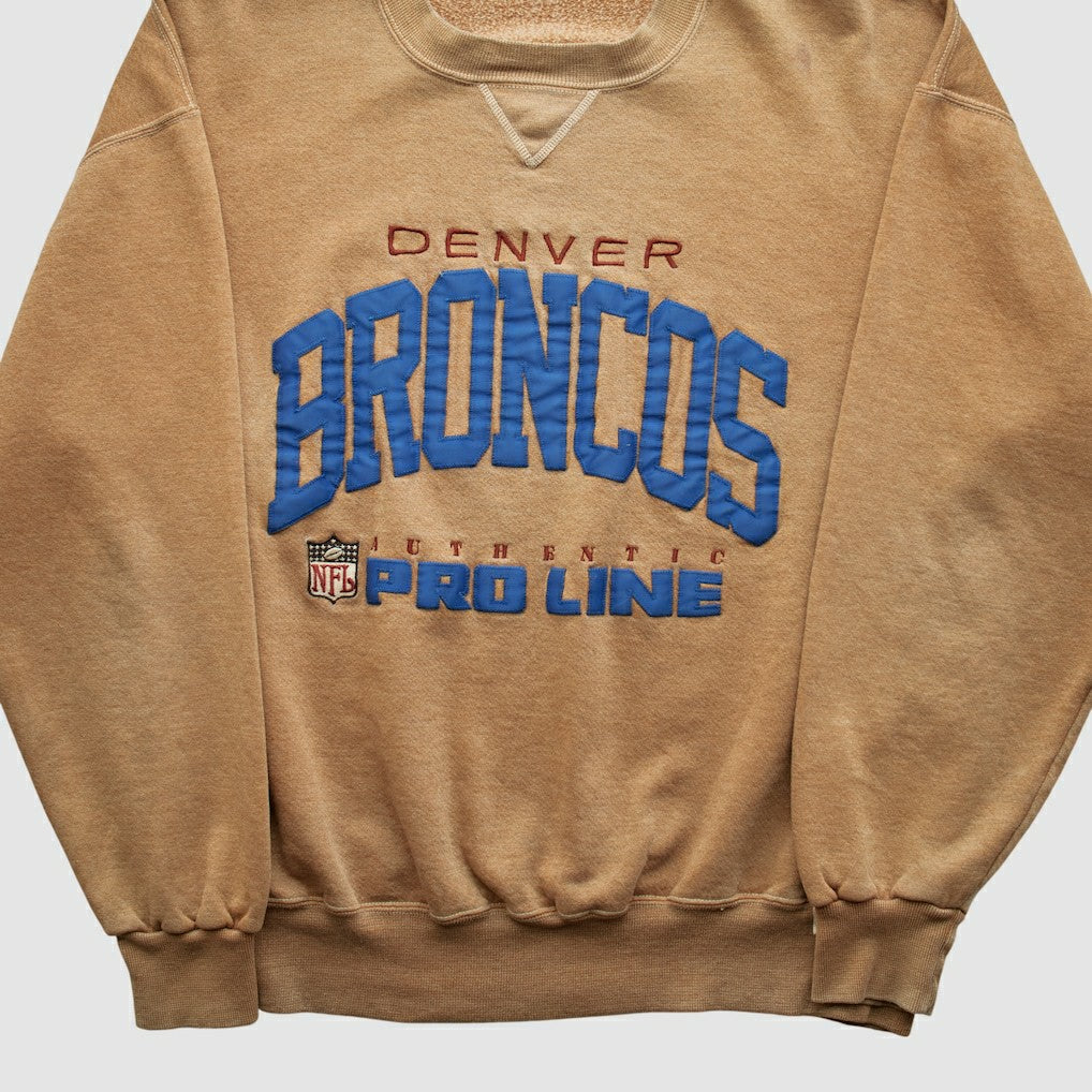 Denver Broncos 90s Pullover Sweatshirt - Tan Vintage discount